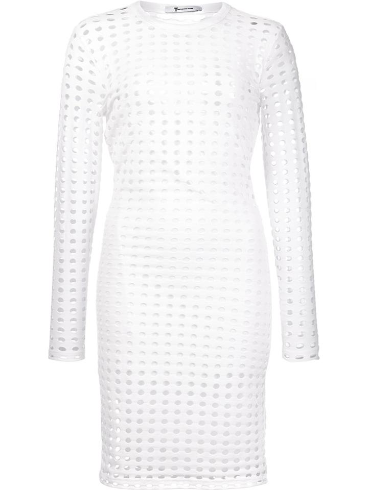 T By Alexander Wang Perforated Dress, Women's, Size: Xs, White, Polyester/spandex/elastane/rayon