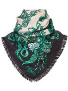 Fendi Floral Square Scarf - Green