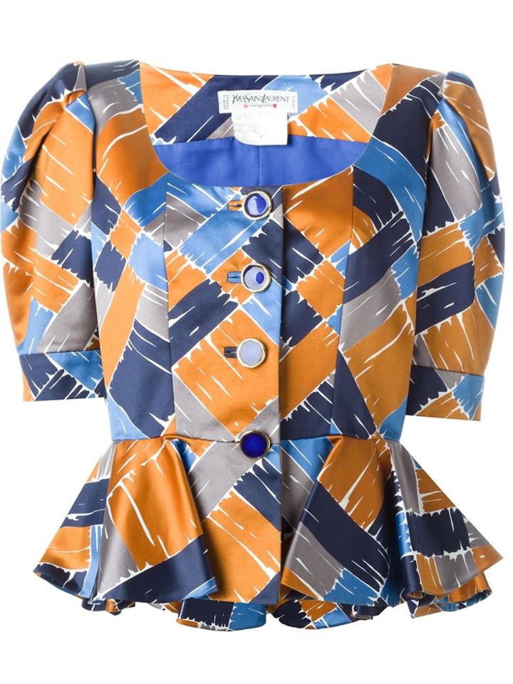 Yves Saint Laurent Vintage Peplum Satin Jacket - Multicolour