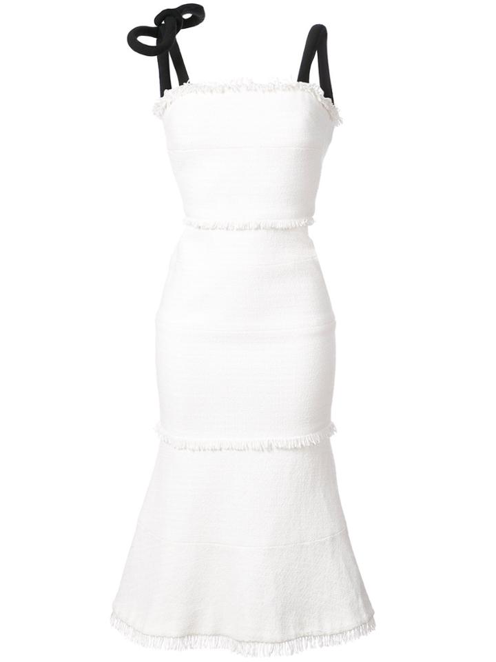 Oscar De La Renta Tie Strap Flared Dress - White