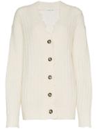 Helmut Lang Distressed Trim Knitted Cardigan - White