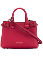 Burberry House Check Tote Bag, Women's, Red, Calf Leather