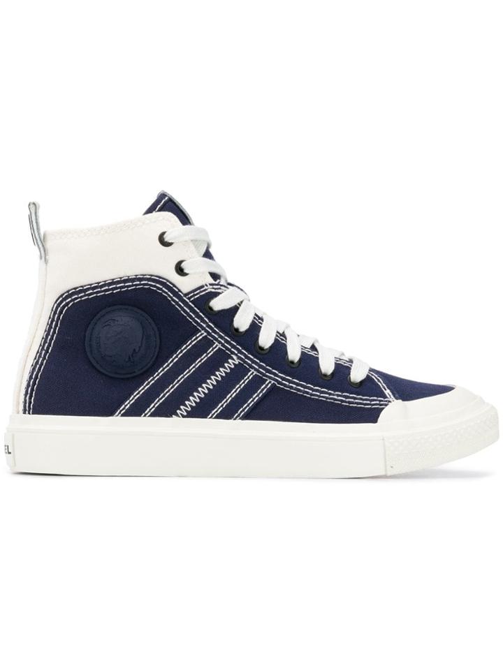 Diesel Bicolour Hi Top Sneakers - Blue