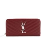 Saint Laurent Monogram Zip Around Wallet - Red