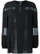 Cavalli Class Sheer Panel Blouse, Women's, Size: 40, Black, Acetate/silk/polyester