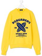Dsquared2 Kids - Surf Board Sweatshirt - Kids - Cotton - 14 Yrs, Yellow/orange