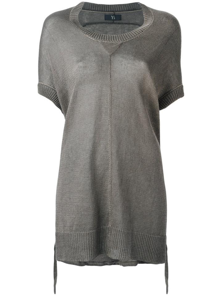 Y's - Drawstring Hem Knitted Top - Women - Linen/flax - 2, Green, Linen/flax