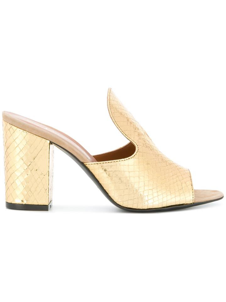 Via Roma 15 Metallic Snakeskin Effect Mules