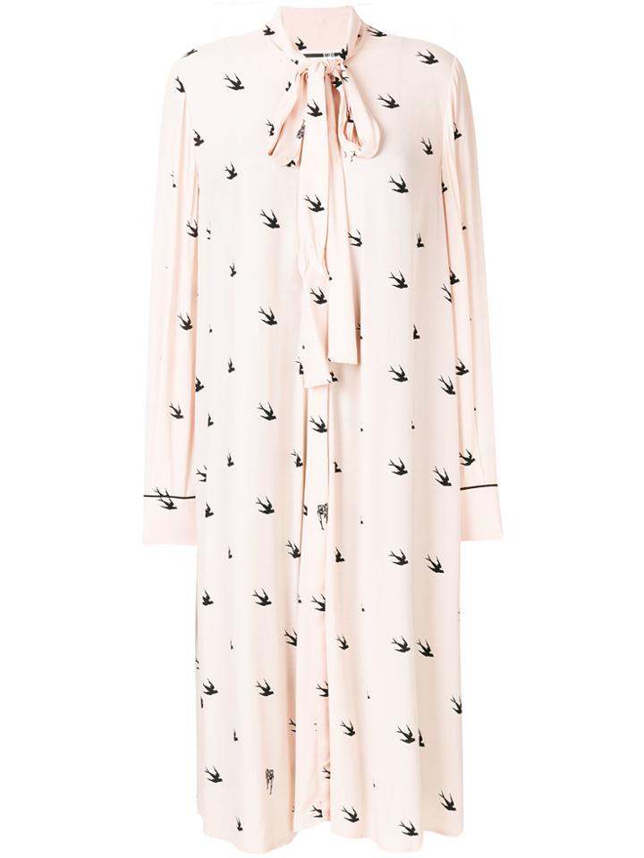 Mcq Alexander Mcqueen Swallow-print Midi Shirt Dress - Pink & Purple