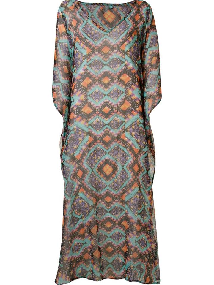 Sub Long Printed Kaftan, Women's, Brown, Polyester