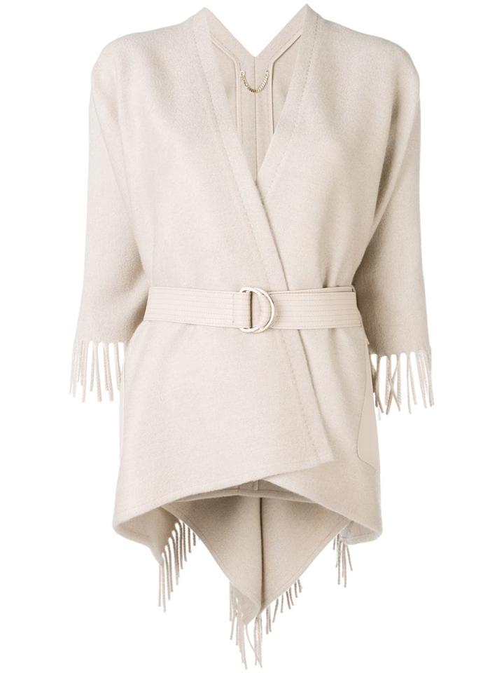 Salvatore Ferragamo Fringed Asymmetric Cardigan - Neutrals