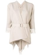 Salvatore Ferragamo Fringed Asymmetric Cardigan - Neutrals