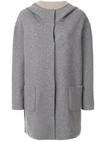 Le Tricot Perugia Hooded Knit Coat - Grey