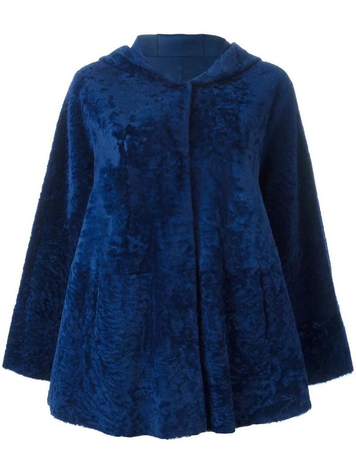 Drome Hooded Coat, Women's, Size: Small, Blue, Lamb Fur/lamb Skin