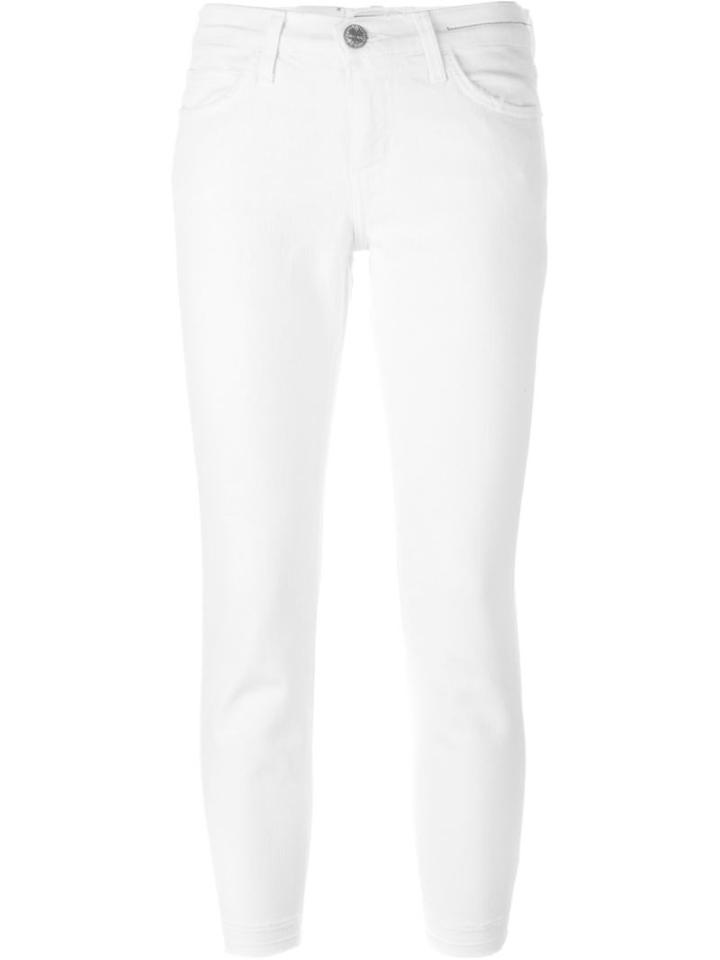 Current/elliott Cropped Skinny Jeans, Women's, Size: 24, White, Cotton/spandex/elastane