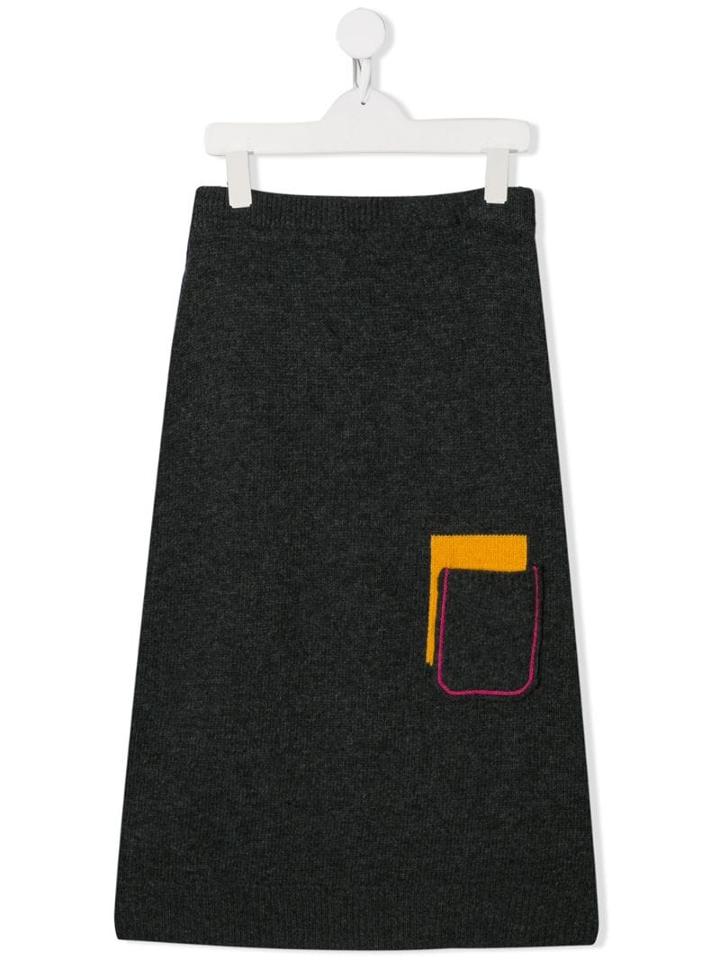 Marni Kids Teen Colour Block Knitted Skirt - Grey