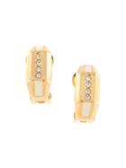 Christian Dior Pre-owned Structured Rhinestone Clip On Earrings - Gold