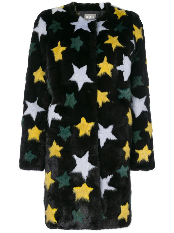 Meteo By Yves Salomon Star Design Fur Coat - Black