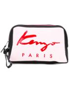 Kenzo Canvas Pouch Clutch, Women's, Pink/purple, Leather/cotton/polyurethane