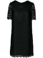 Boutique Moschino - English Embroidery Shift Dress - Women - Polyester/acetate/viscose - 38, Black, Polyester/acetate/viscose