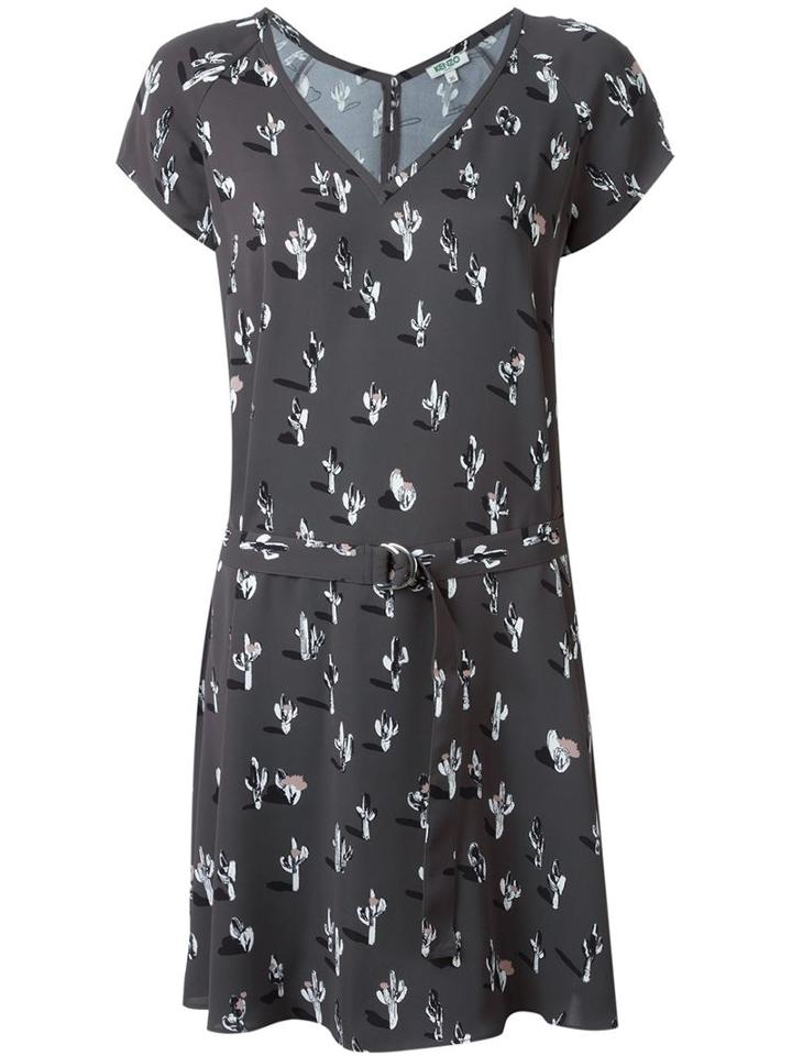 Kenzo 'cartoon Cactus' Dress, Women's, Size: 36, Grey, Polyester