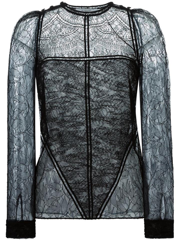 Givenchy Sheer Floral Lace Blouse