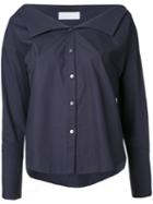 Estnation Broad V-neck Shirt, Women's, Size: 38, Blue, Cotton