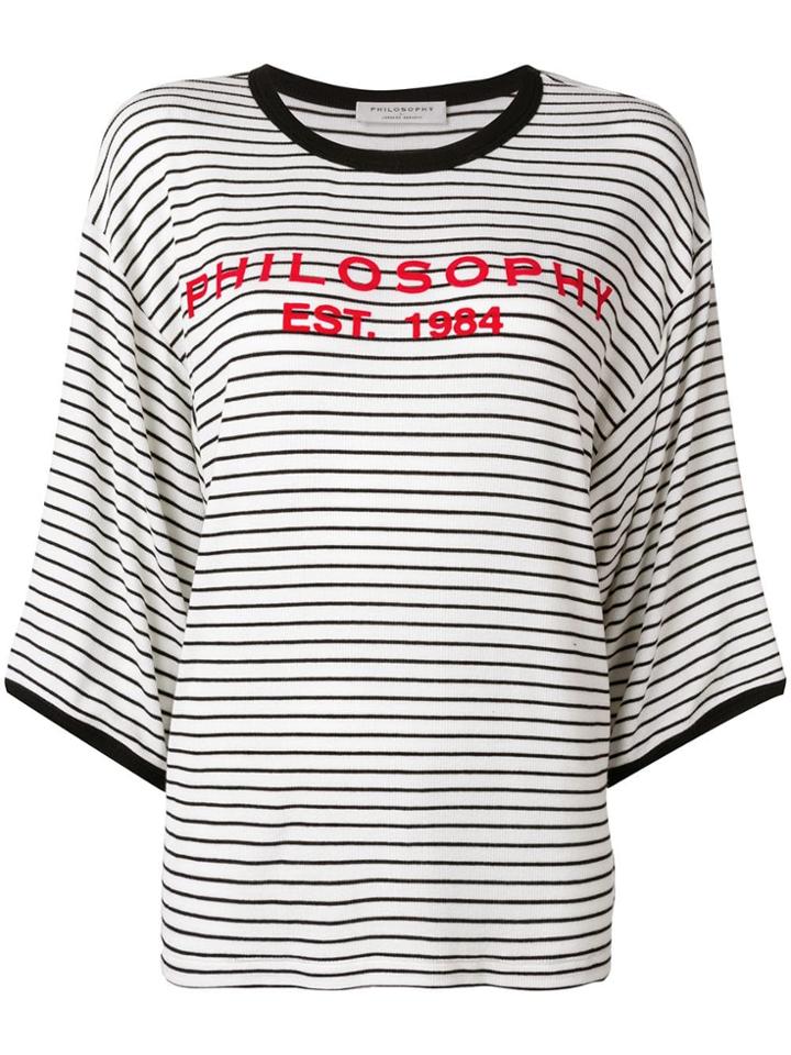 Philosophy Di Lorenzo Serafini Striped Logo Script T-shirt - White