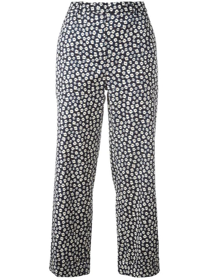 Christian Wijnants Printed Trousers, Women's, Size: 40, Blue, Ramie/spandex/elastane/viscose