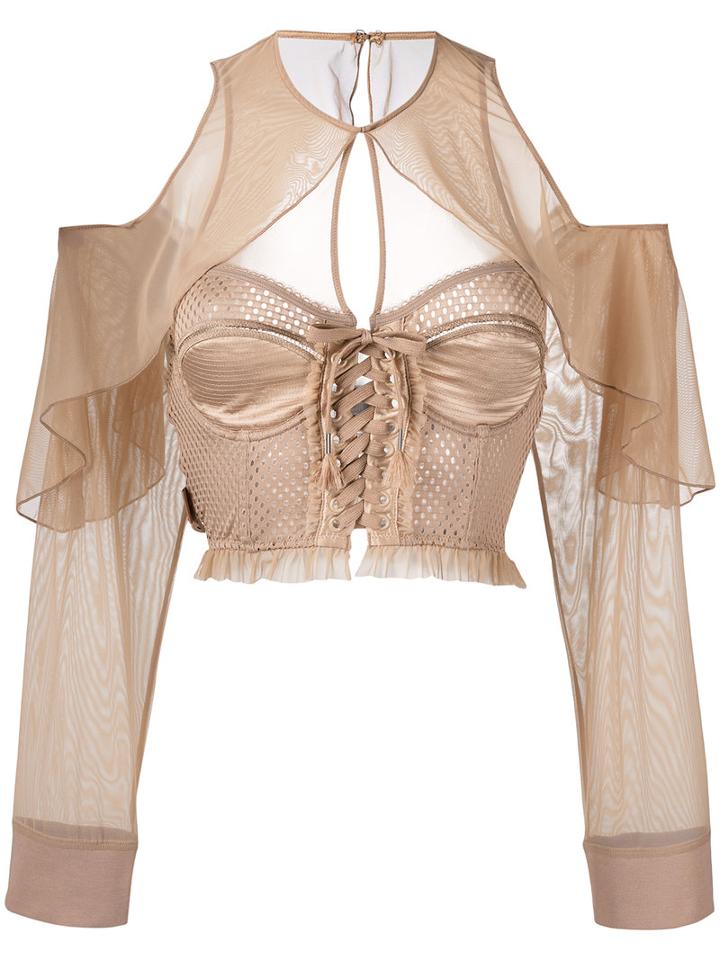 Puma - Mesh Bustier Top - Women - Polyester/spandex/elastane - Xs, Nude/neutrals, Polyester/spandex/elastane