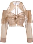 Puma - Mesh Bustier Top - Women - Polyester/spandex/elastane - Xs, Nude/neutrals, Polyester/spandex/elastane