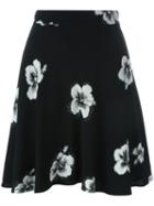 Saint Laurent Floral Print Skirt, Women's, Size: 38, Black, Viscose/silk