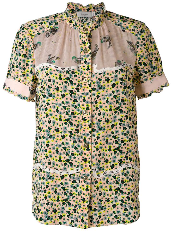 Coach - Floral Print Shortsleeved Shirt - Women - Silk - 4, Ivory, Silk