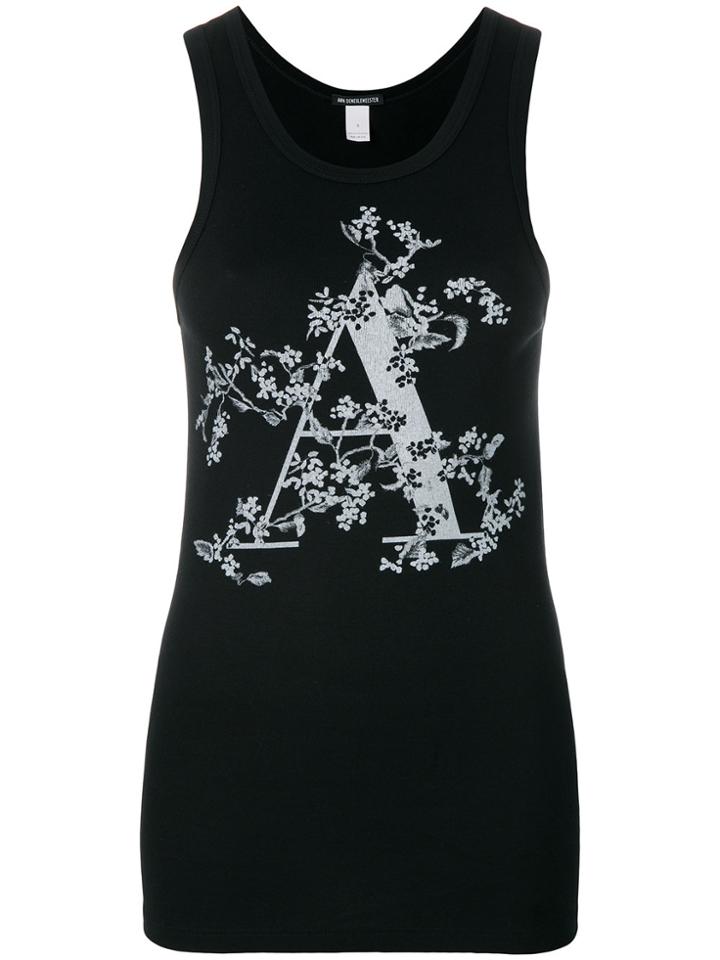 Ann Demeulemeester Floral A Print Vest Top - Black