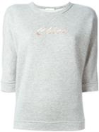 Chloé Logo Embroidered Sweatshirt, Women's, Size: 36, Grey, Cotton