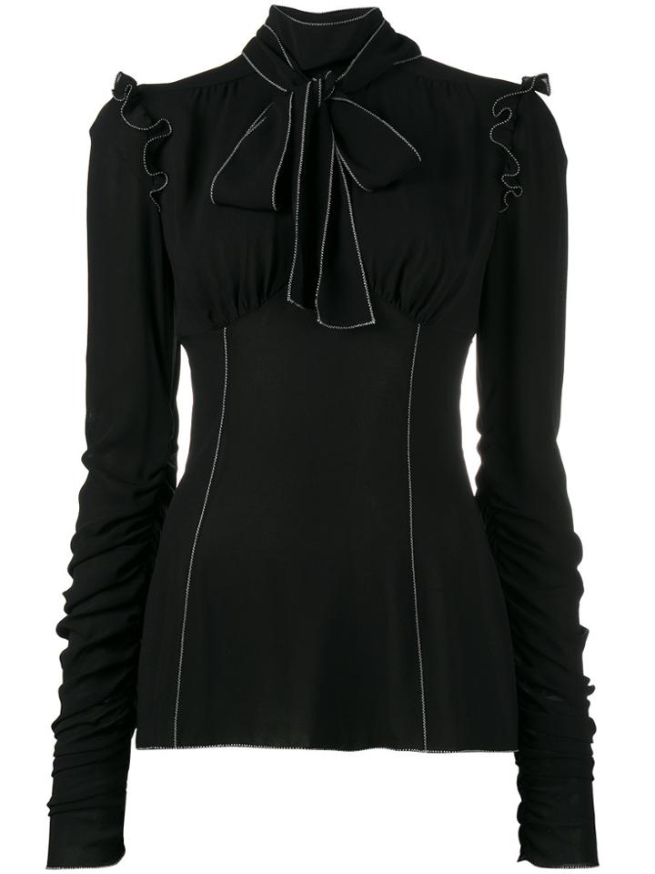 Dolce & Gabbana White Stitched Blouse - Black