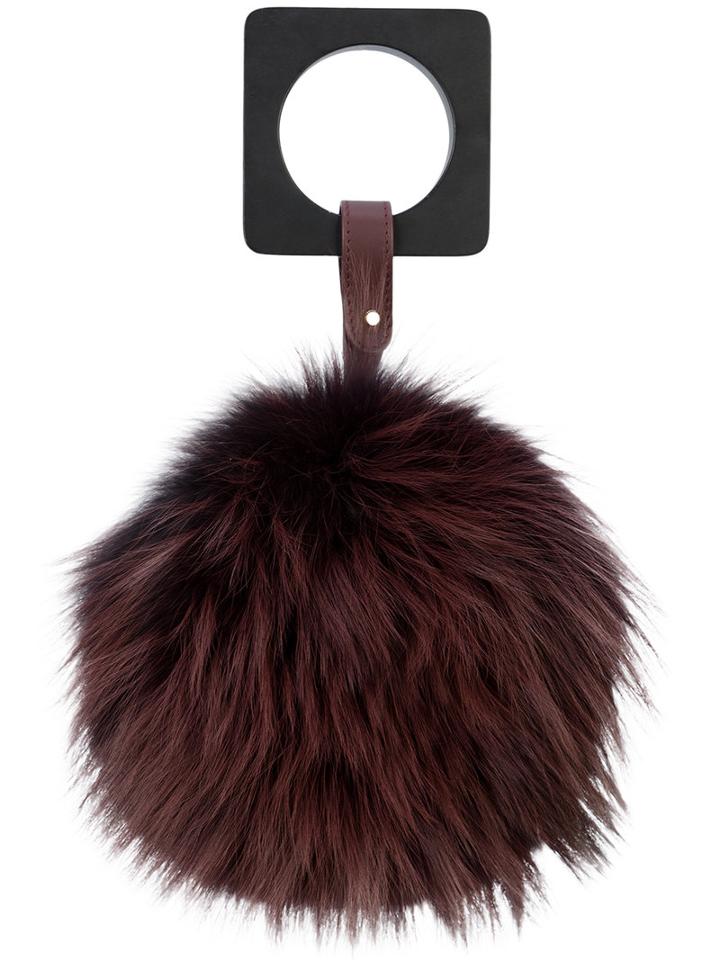 Perrin Paris - Fur Detail Clutch Bag - Women - Fox Fur/leather - One Size, Pink/purple, Fox Fur/leather
