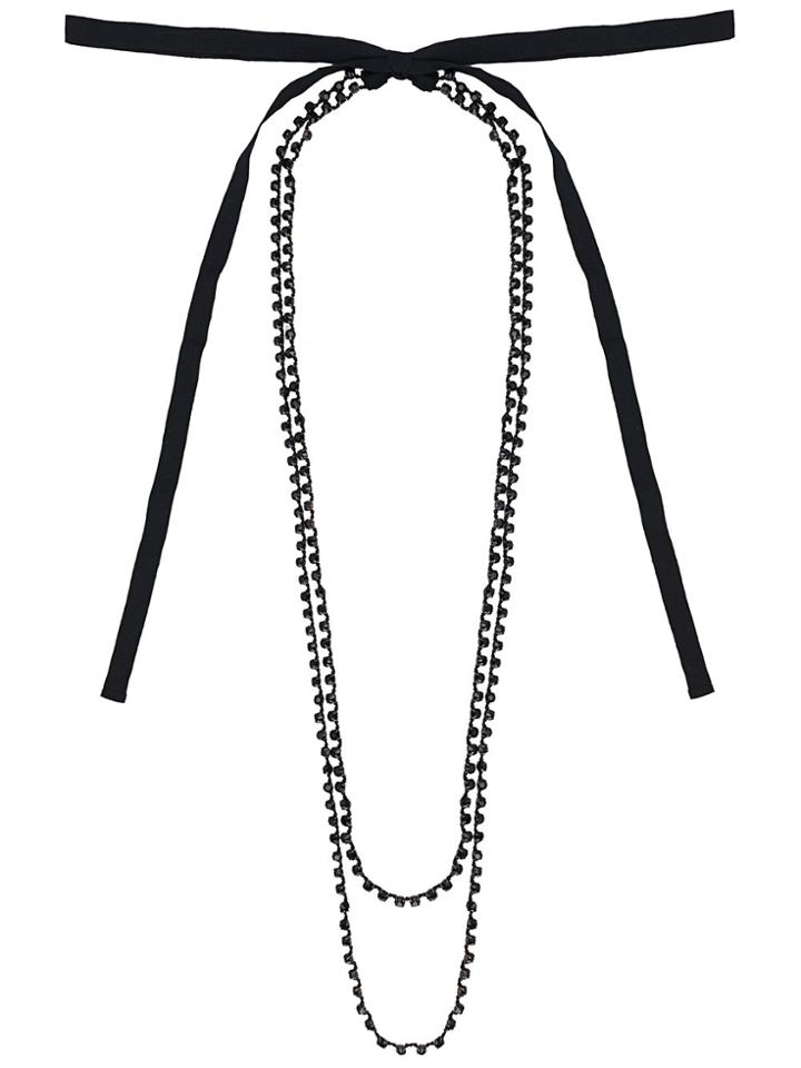 Ann Demeulemeester Long Beaded Necklace - Black