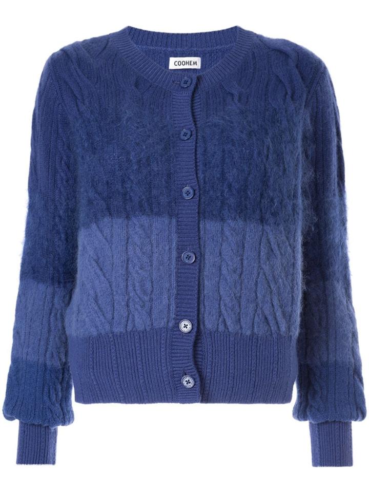 Coohem Cable Knit Gradation Cardigan - Blue
