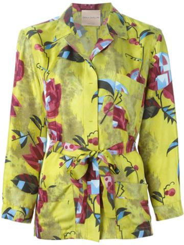 Erika Cavallini Semi Couture Printed Waist Tie Shirt