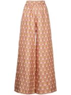 La Doublej Patterned Wide Leg Trousers - Red