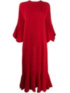 Valentino Scalloped Hem Long Dress - Red