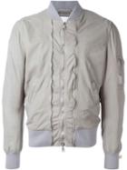 Neil Barrett Zip Trim Bomber Jacket, Men's, Size: M, Grey, Leather/cupro