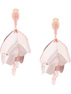 Oscar De La Renta Large Impatiens Flower Drop Clip-on Earrings - Pink