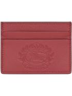 Burberry Embossed Crest Leather Card Case - Red