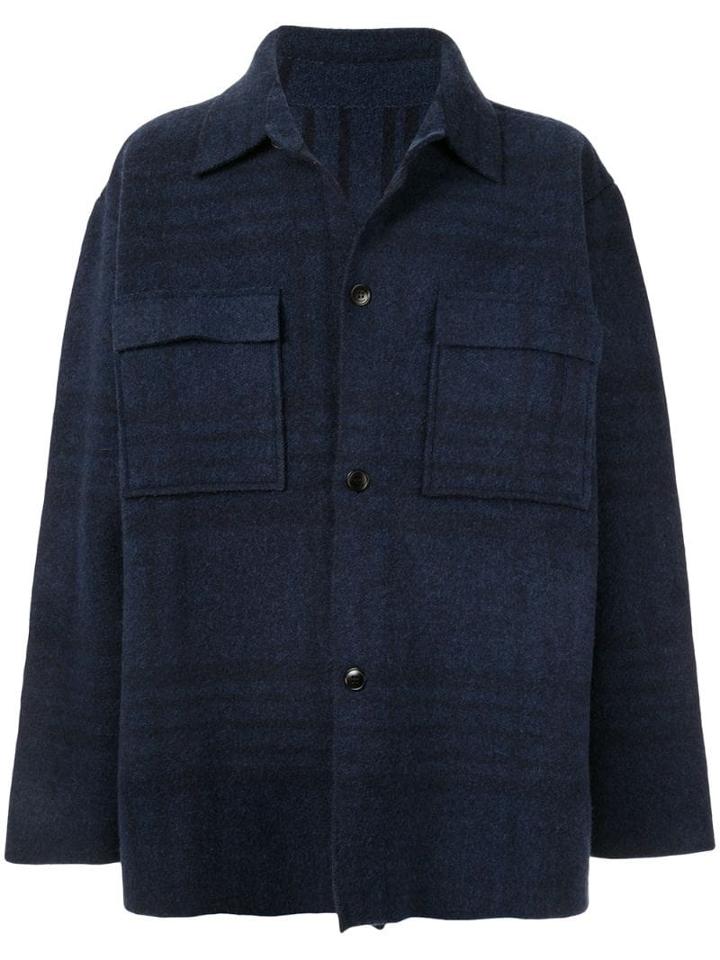 Jacquemus Oversized Knitted Shirt Jacket - Blue