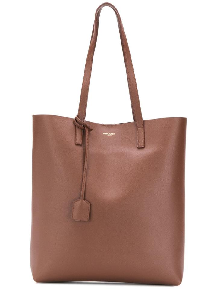 Saint Laurent Logo Shopping Tote - Brown