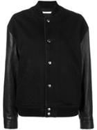 Givenchy Leather Sleeve Bomber Jacket - Black