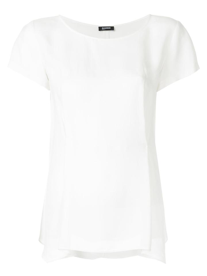 Jil Sander Navy Cap Sleeve Blouse - White