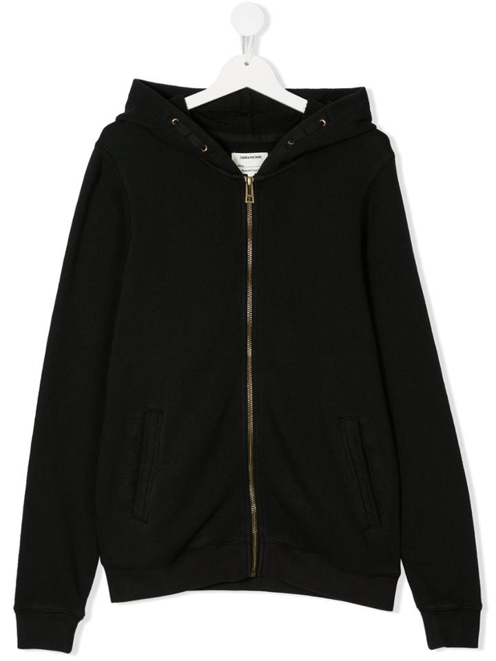 Zadig & Voltaire Kids Teen Back-print Zip-up Hoodie - Black